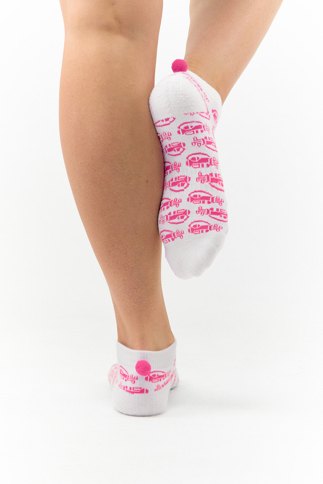 Surprizeshop 3 Pair Pack Of Ladies Pom Pom Golf Socks - Multi Coloured