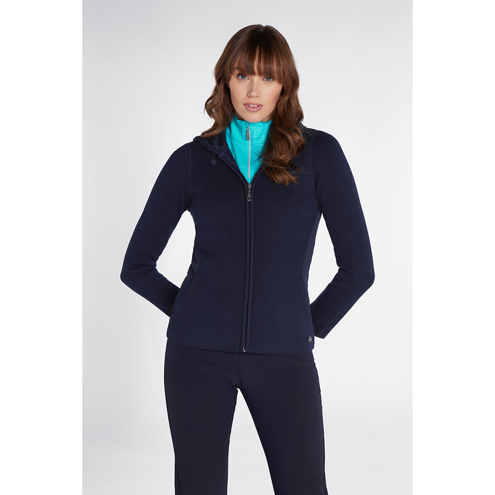 Green Lamb Ladies Hybrid Knit Jacket with Hood in Navy