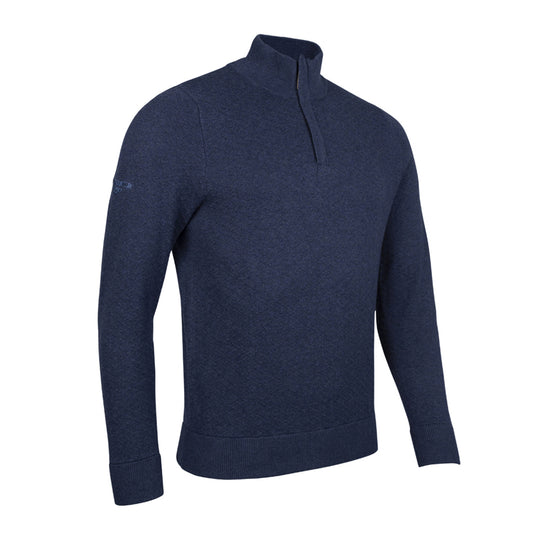 Glenmuir Mens Diamond Knit Cotton Sweater in Navy