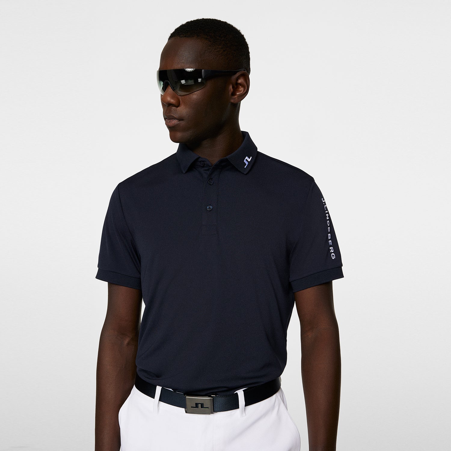 J.Lindeberg Mens Tour Tech Short Sleeve Polo in Navy