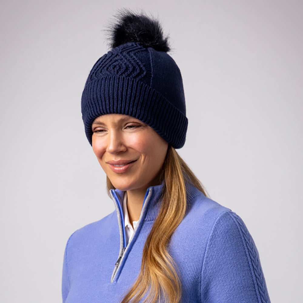 Glenmuir Ladies Thermal Lined Bobble Hat in Navy