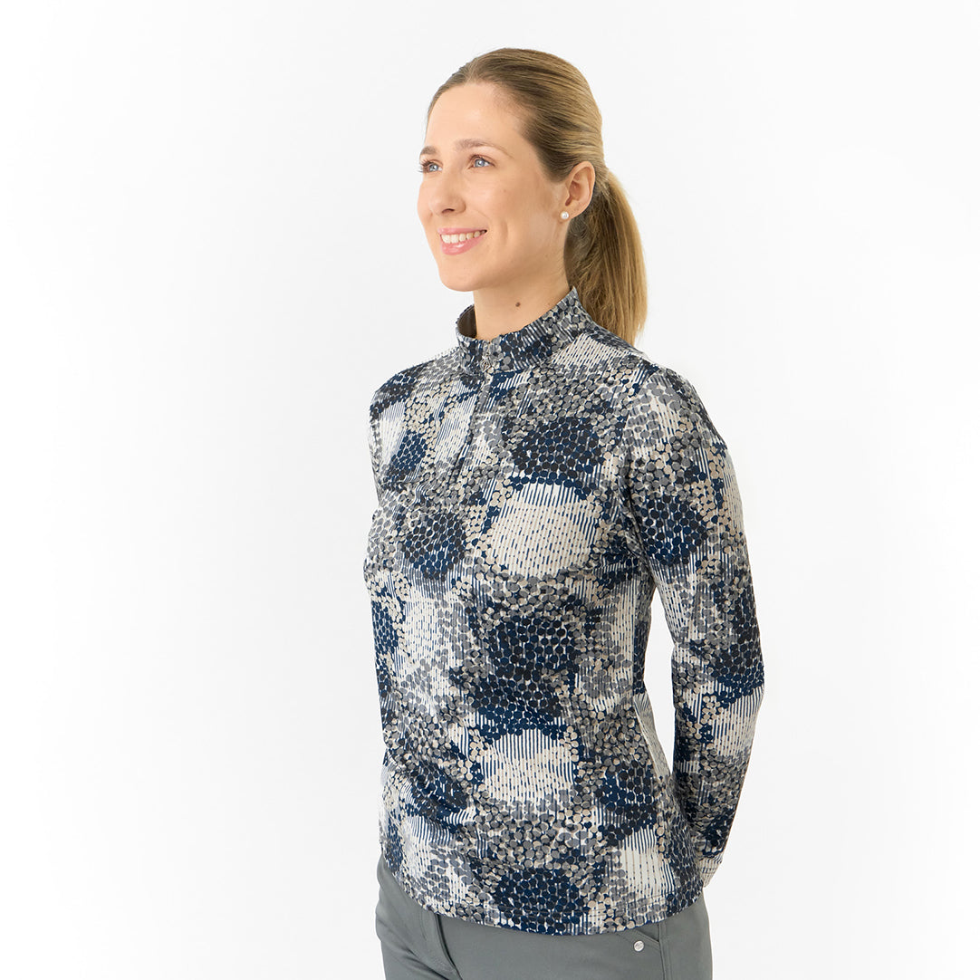 Pure Golf Ladies Long Sleeve Mid-Layer in Dot Print