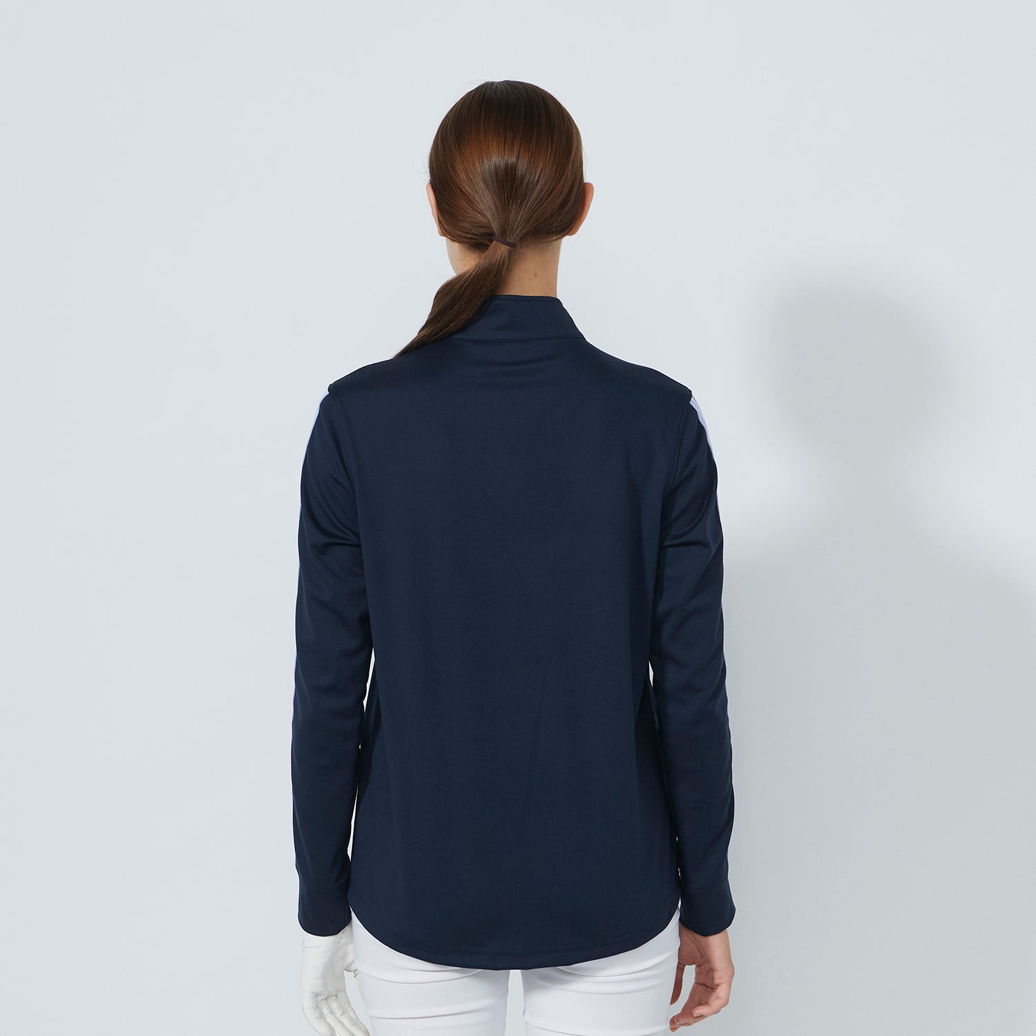 Daily Sports Ladies Long Sleeve Top in Navy with Contrast Ribbon