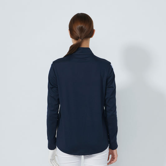 Daily Sports Ladies Long Sleeve Top in Navy with Contrast Ribbon