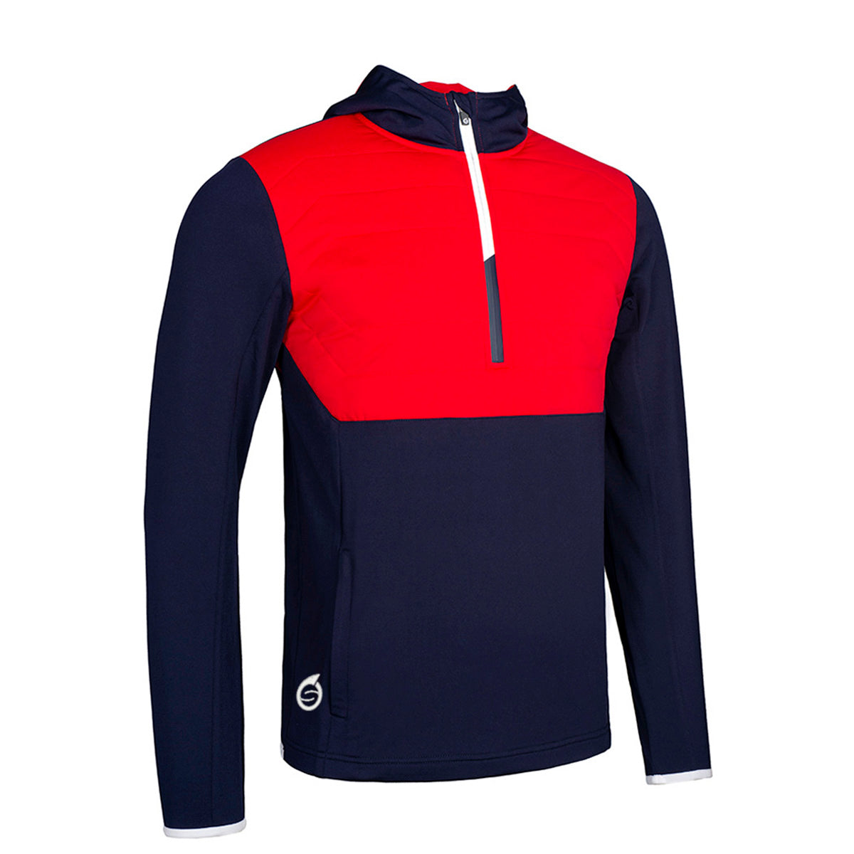 Sunderland Mens Navy Hybrid Showerproof Mid-Layer with Contrast Quilted Panels and Hood