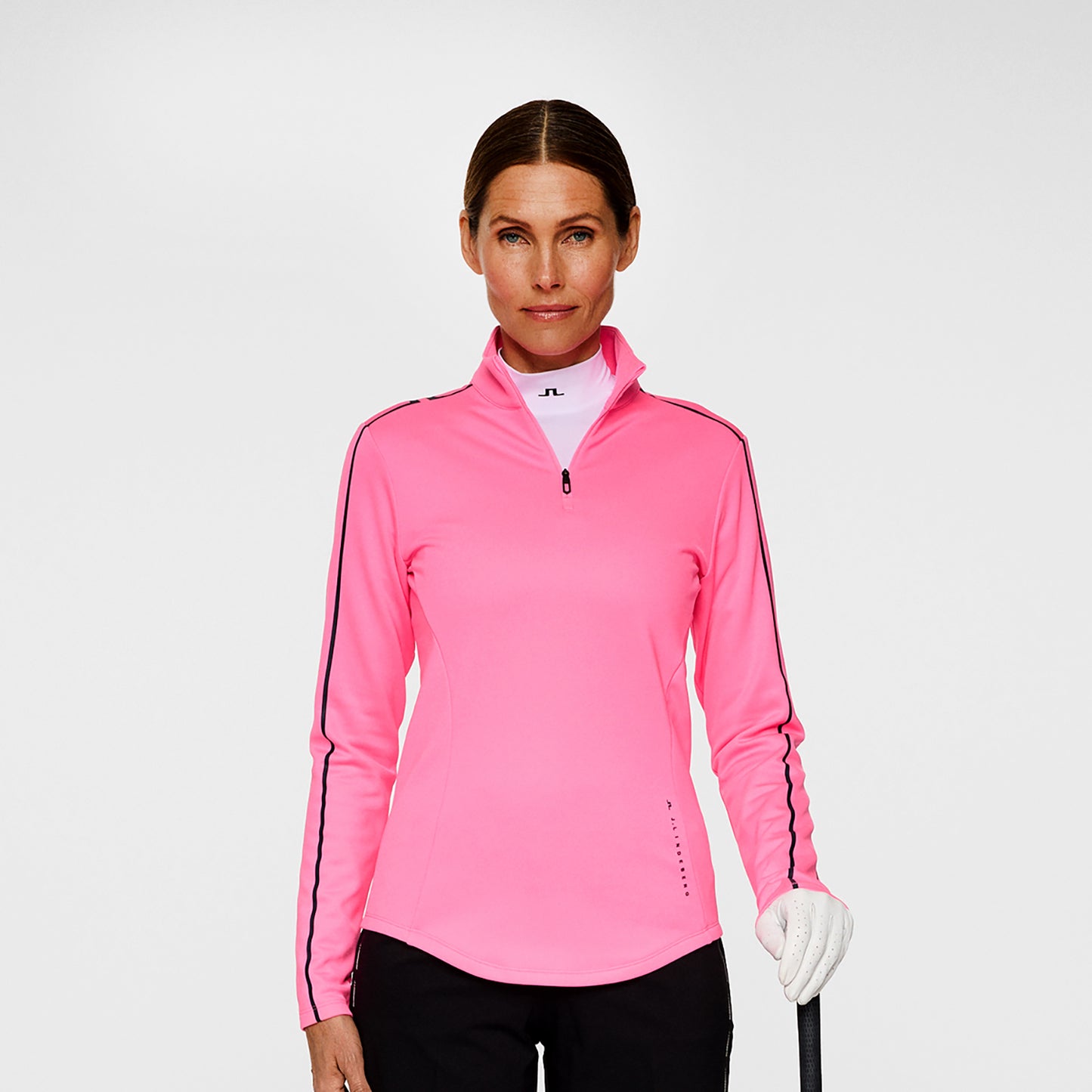 J.Lindeberg Ladies Zip-Neck Mid-Layer with Stripe Detailing