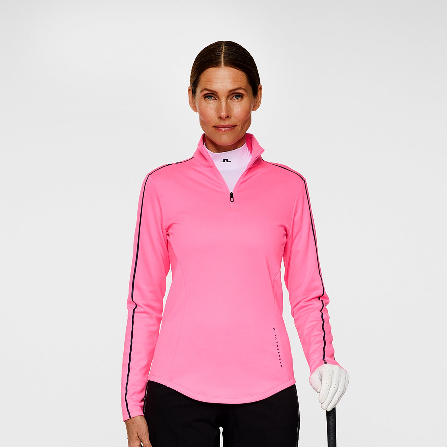 J.Lindeberg Ladies Zip-Neck Mid-Layer with Stripe Detailing