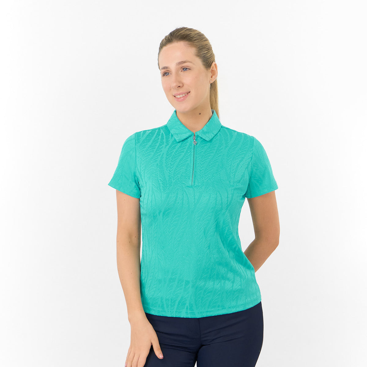 Pure Golf Ladies Jacquard Fern Print Polo