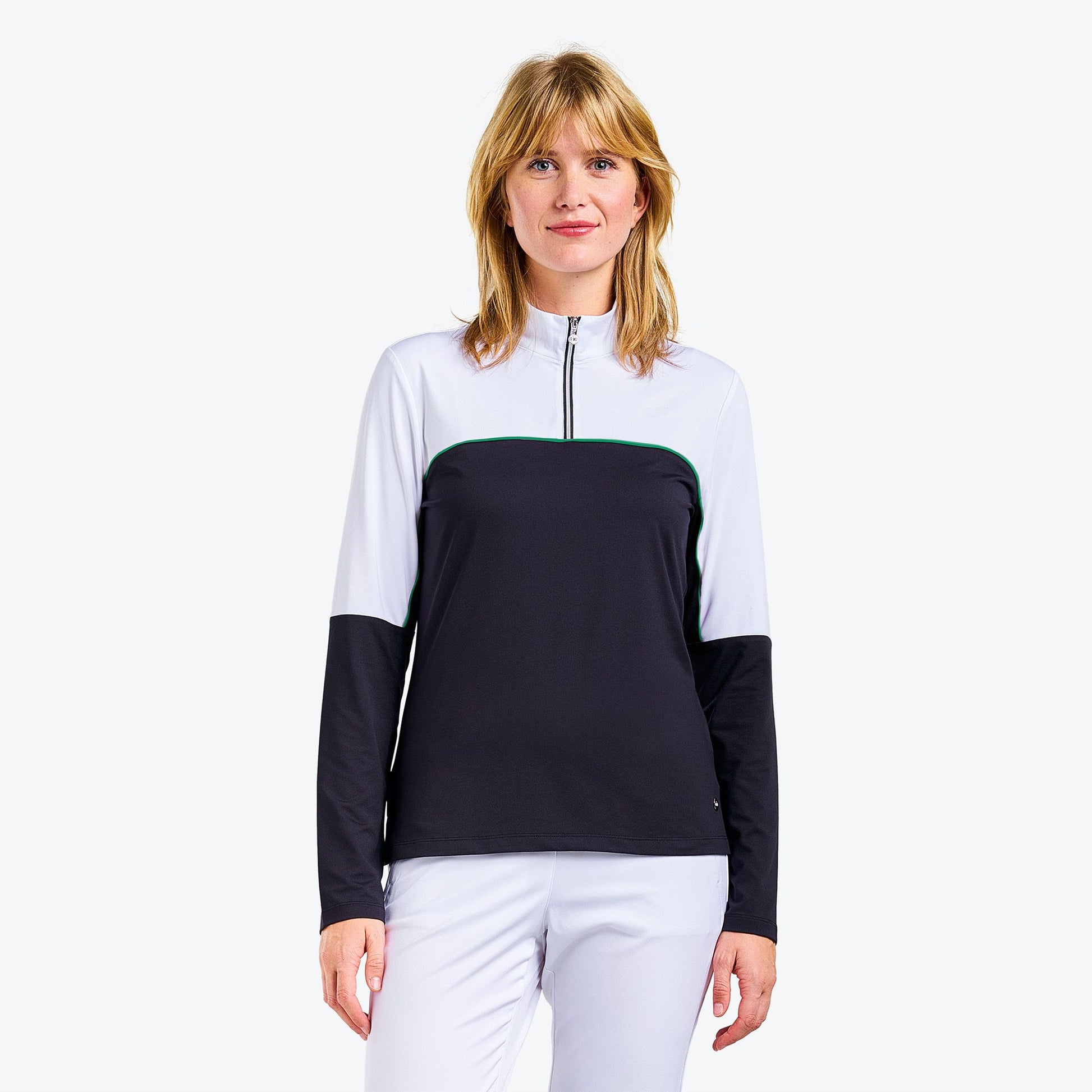 Nivo Ladies Half Zip Long Sleeve Colour Block Top