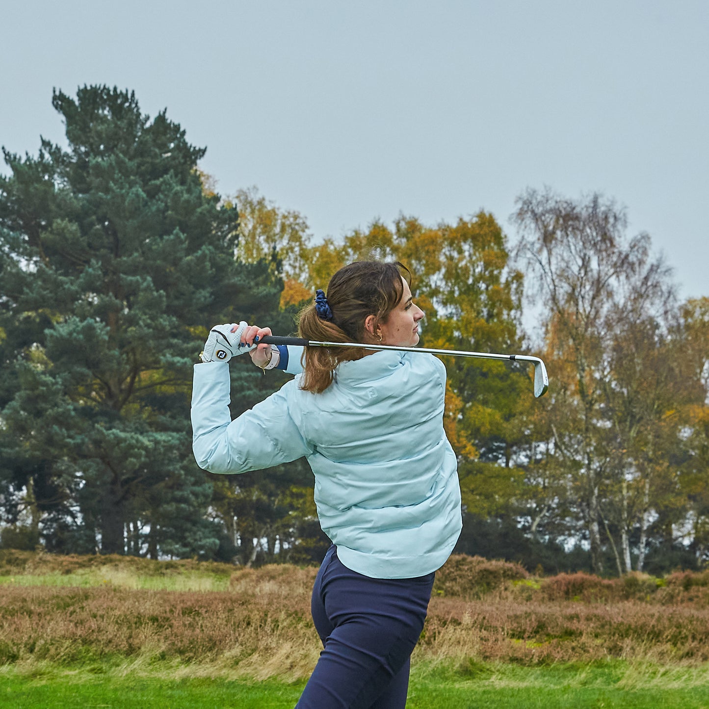 FootJoy Ladies Water Resistant Thermal Insulated Padded Jacket in Ice Blue