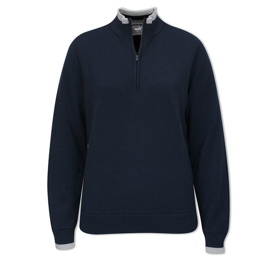 Puma Ladies Golf Lined Navy Windblock 1/4 Zip Sweater - Medium Only Left