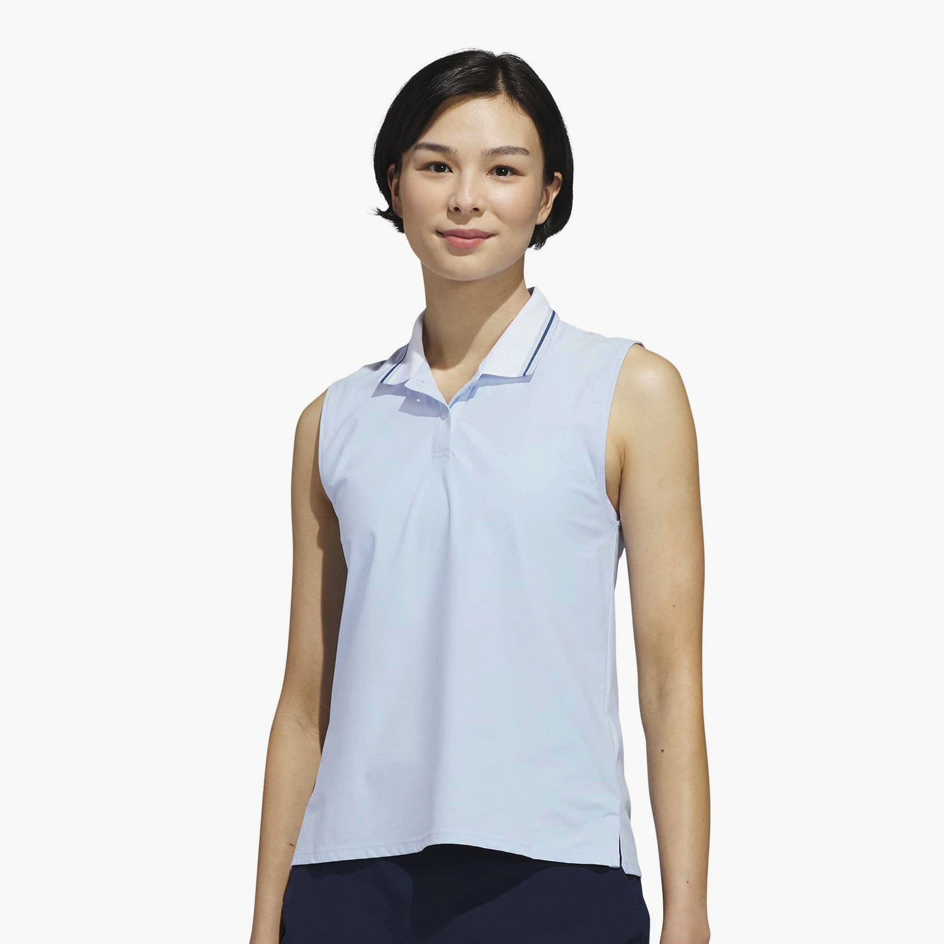 adidas Ladies Sleeveless Golf Polo Enjoy Soft Stretch Comfort and a Stylish Contrast Collar