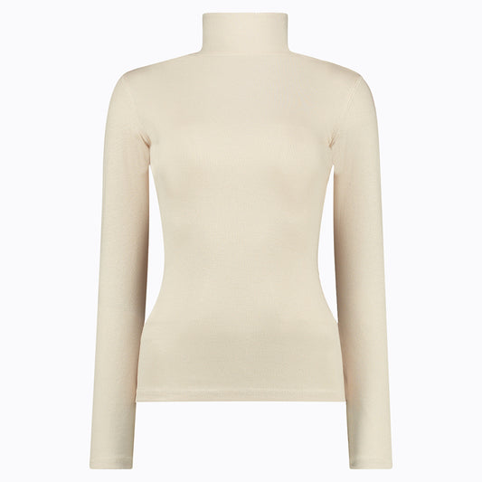 Daily Sports Ladies Soft Ribbed Long Sleeve Roll Neck In Raw