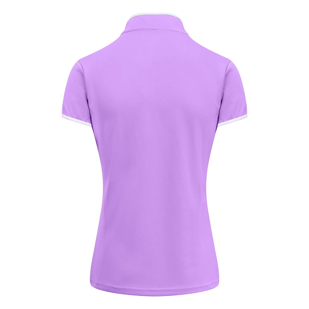 Pure Golf Ladies Cap Sleeve Mandarin Polo Shirt in Lilac