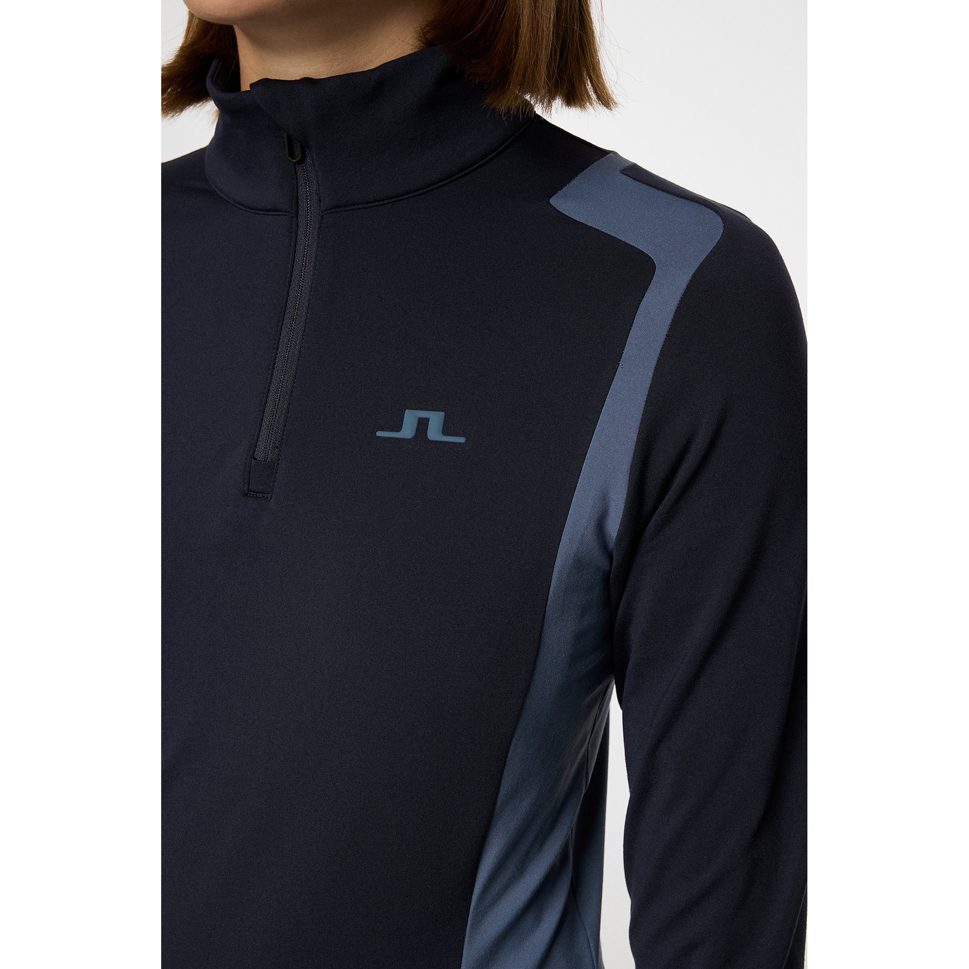 J.Lindeberg Ladies Zip-Neck Lightweight Mid-Layer with Brushed Inner in Navy