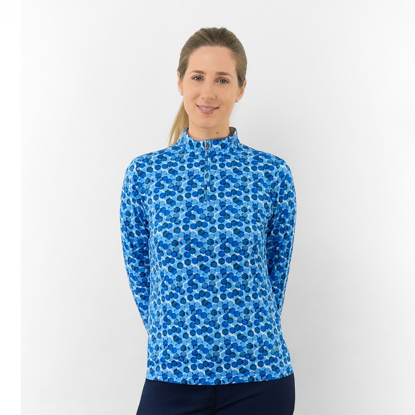 Pure Ladies Long Sleeve Top in Abstract Geometric Print for Effortless Style & All-Day Comfort