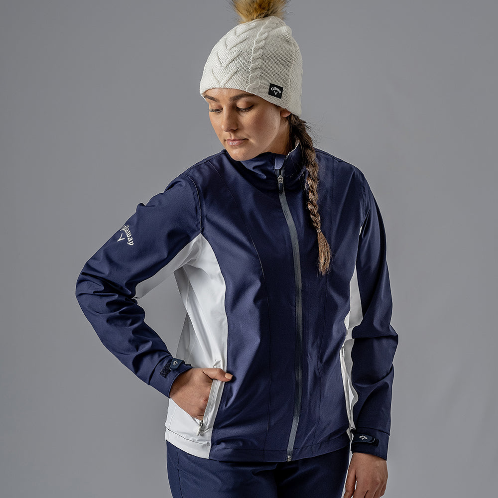 Callaway Ladies Weather Series Waterproof Jacket with 3 Year Warranty in Peacoat & White