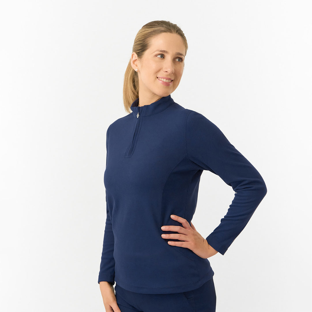 Pure Golf Ladies Super Soft Quarter-Zip Top in Navy