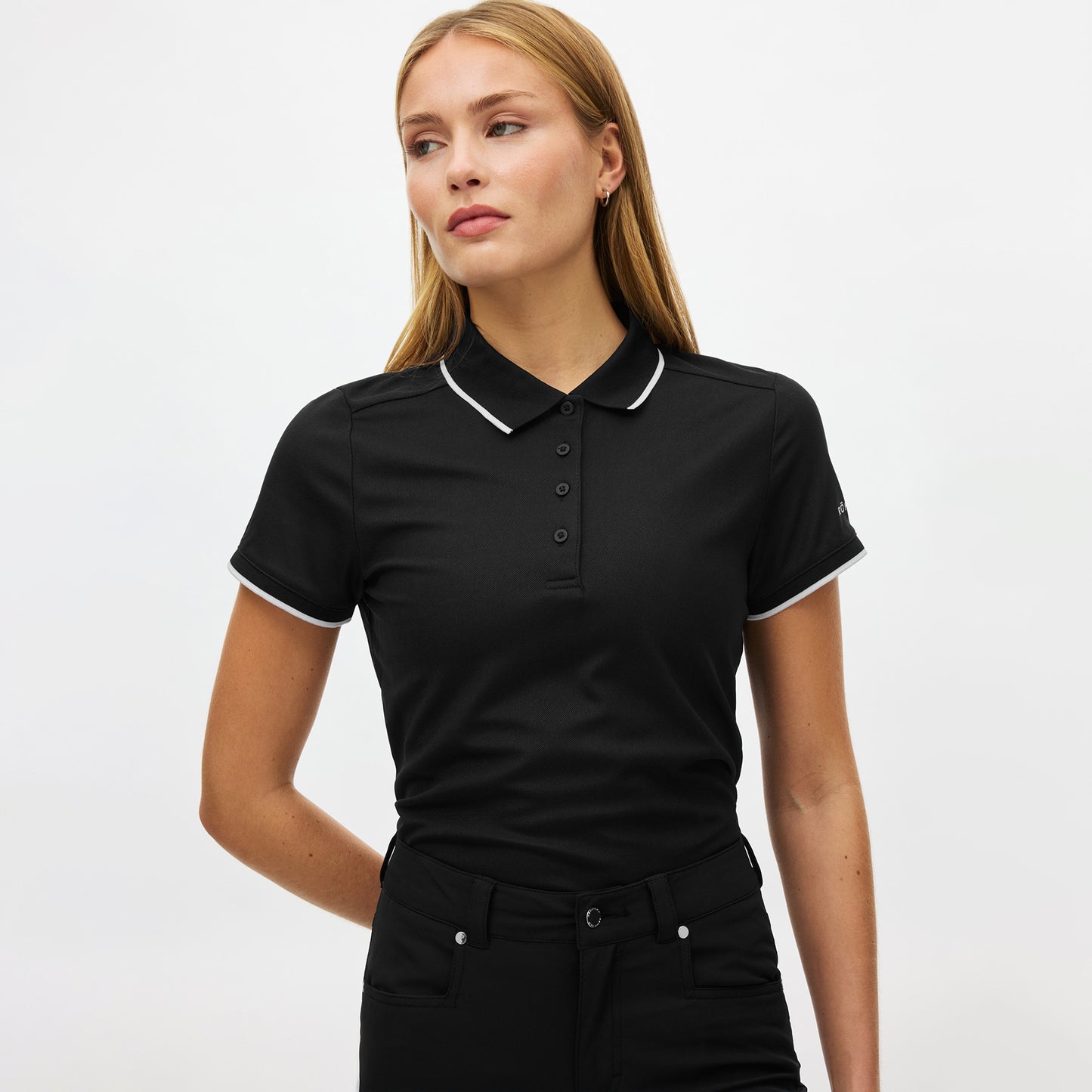 Rohnisch Ladies Classic Polo Shirt with Contrast Trim in Black - Lightweight Comfort for All-Day Ease