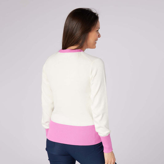 Swing Out Sister Ladies Colour Block Knitted Sweater - Feminine Comfort & Course Ready Style