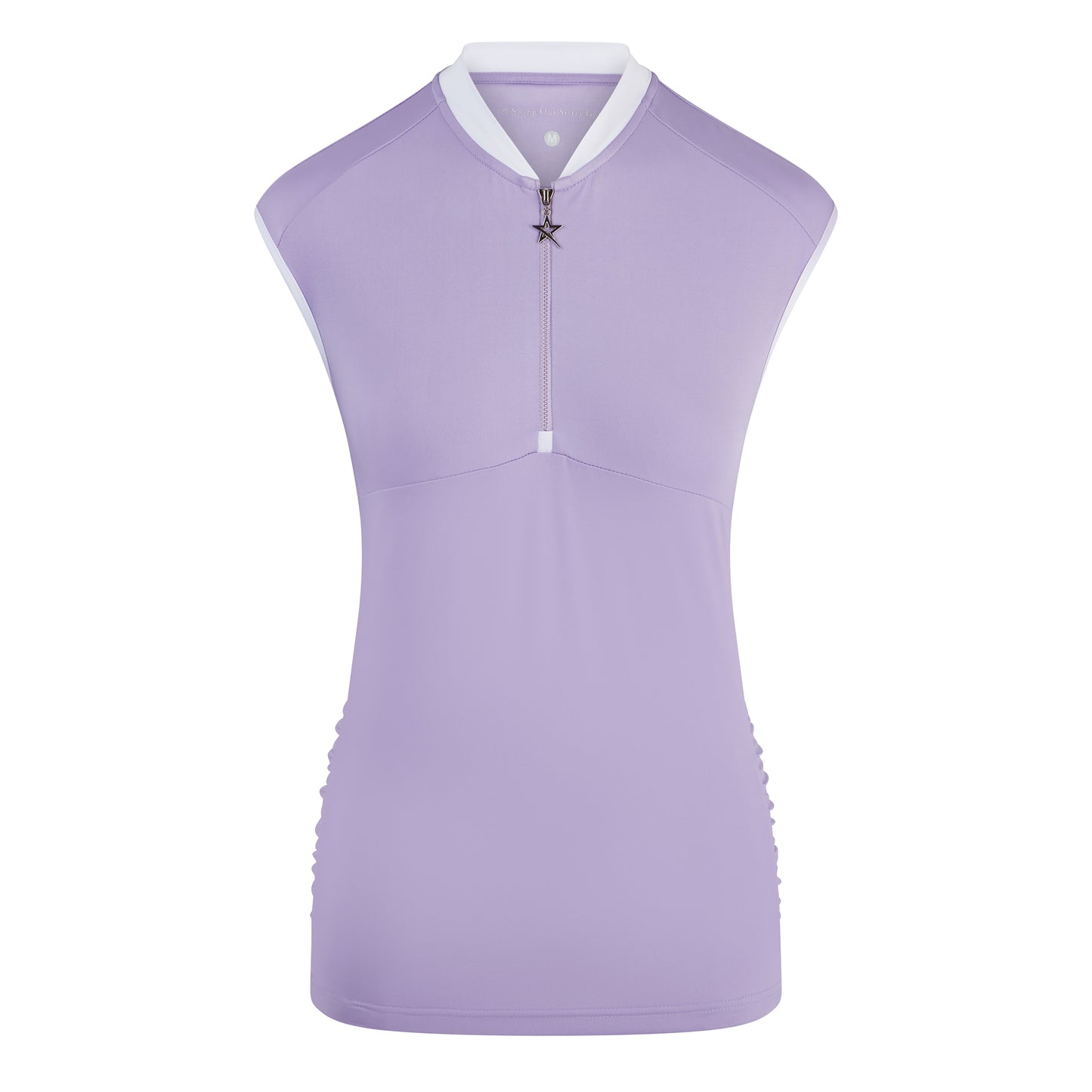 Swing Out Sister Ladies Cap Sleeve Polo with Ruched detail in Digital Lavender