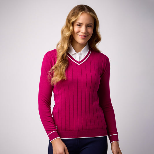 Glenmuir Ladies Refined Vertical Ribbed Knit Sweater