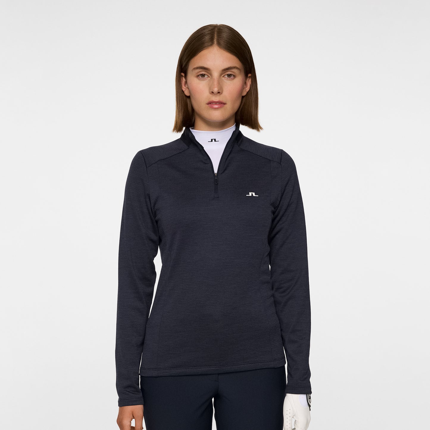 J.Lindeberg Ladies Heathered Zip-Neck Mid-Layer in Navy