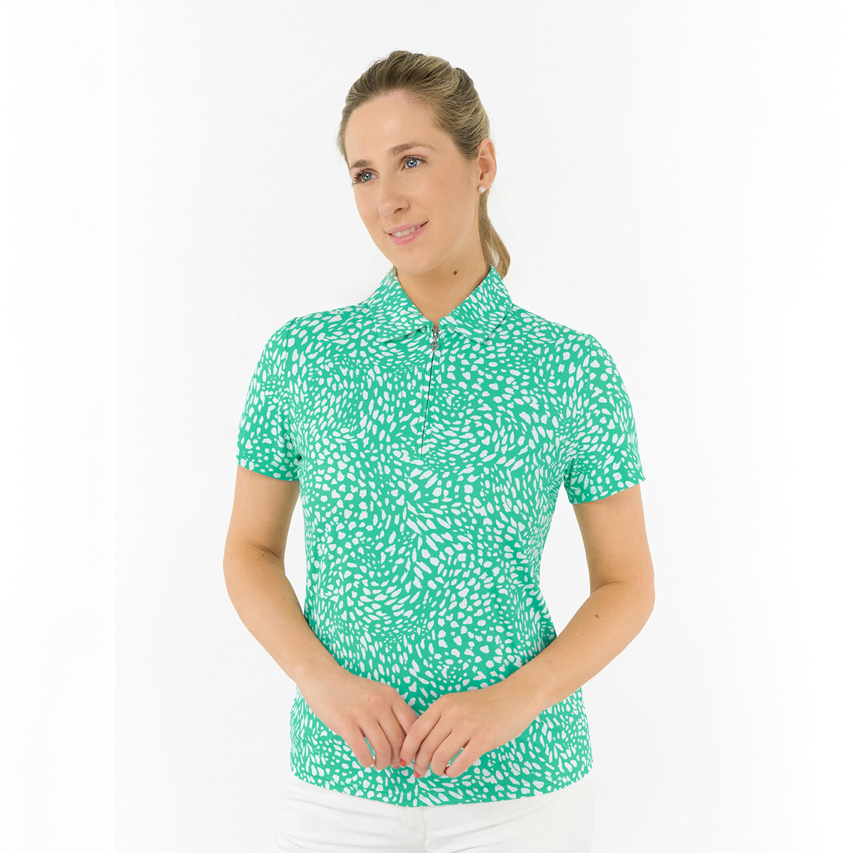 Pure Golf Ladies Short Sleeve Polo in Abstract Print
