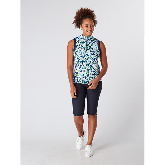 Swing Out Sister Ladies Sleeveless Daisy Chain Print Golf Polo