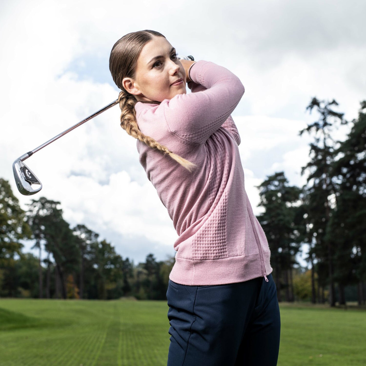 Pink golf sweater best sale