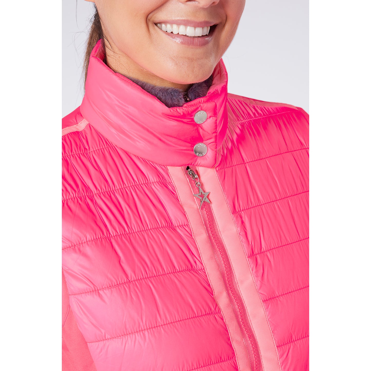 Swing Out Sister Ladies Quilted Gilet with Soft Sheen Finish and Stretch Side Panels