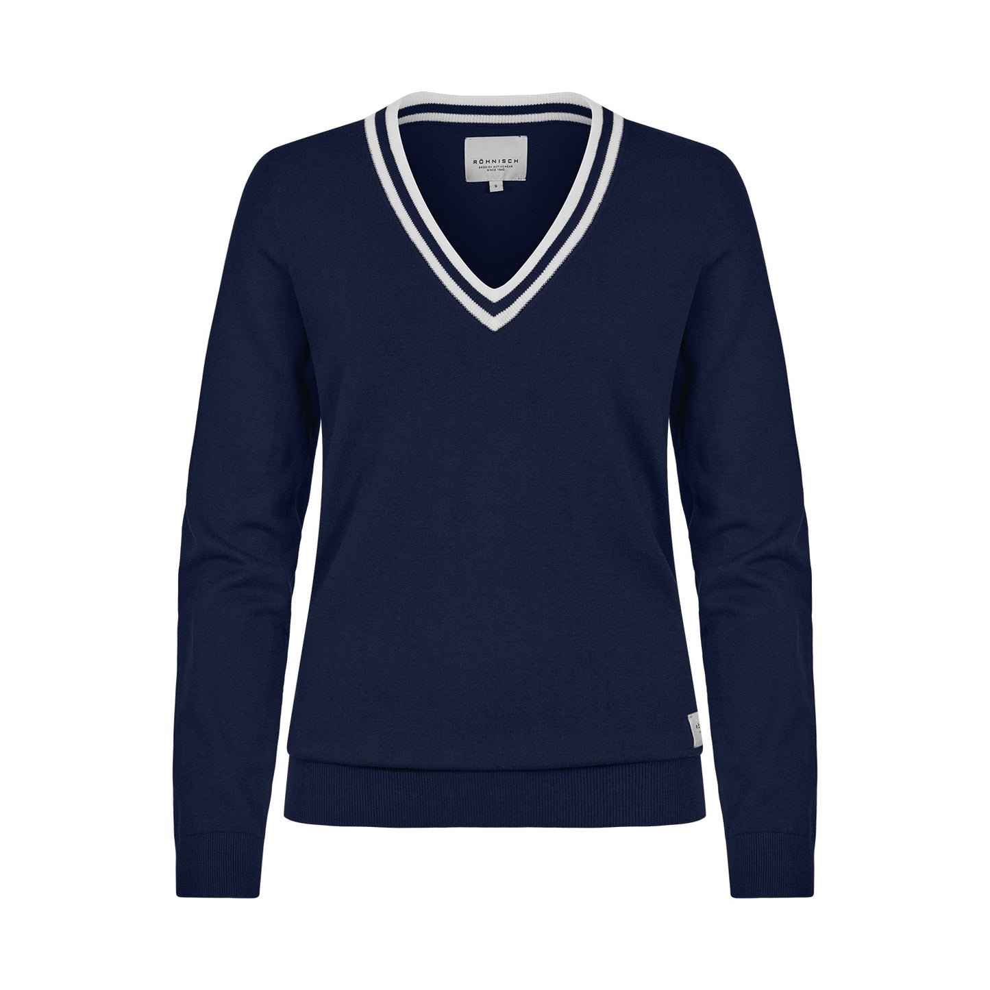 Rohnisch Ladies Navy Knitted Sweater with Contrast Trim