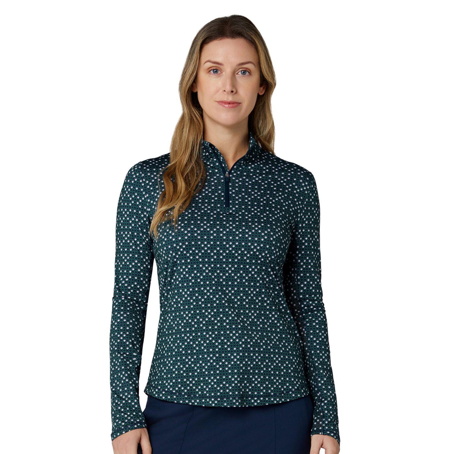 Callaway Womens Geo Print Long Sleeve Top for Sleek, Breathable Comfort with a Modern Edge