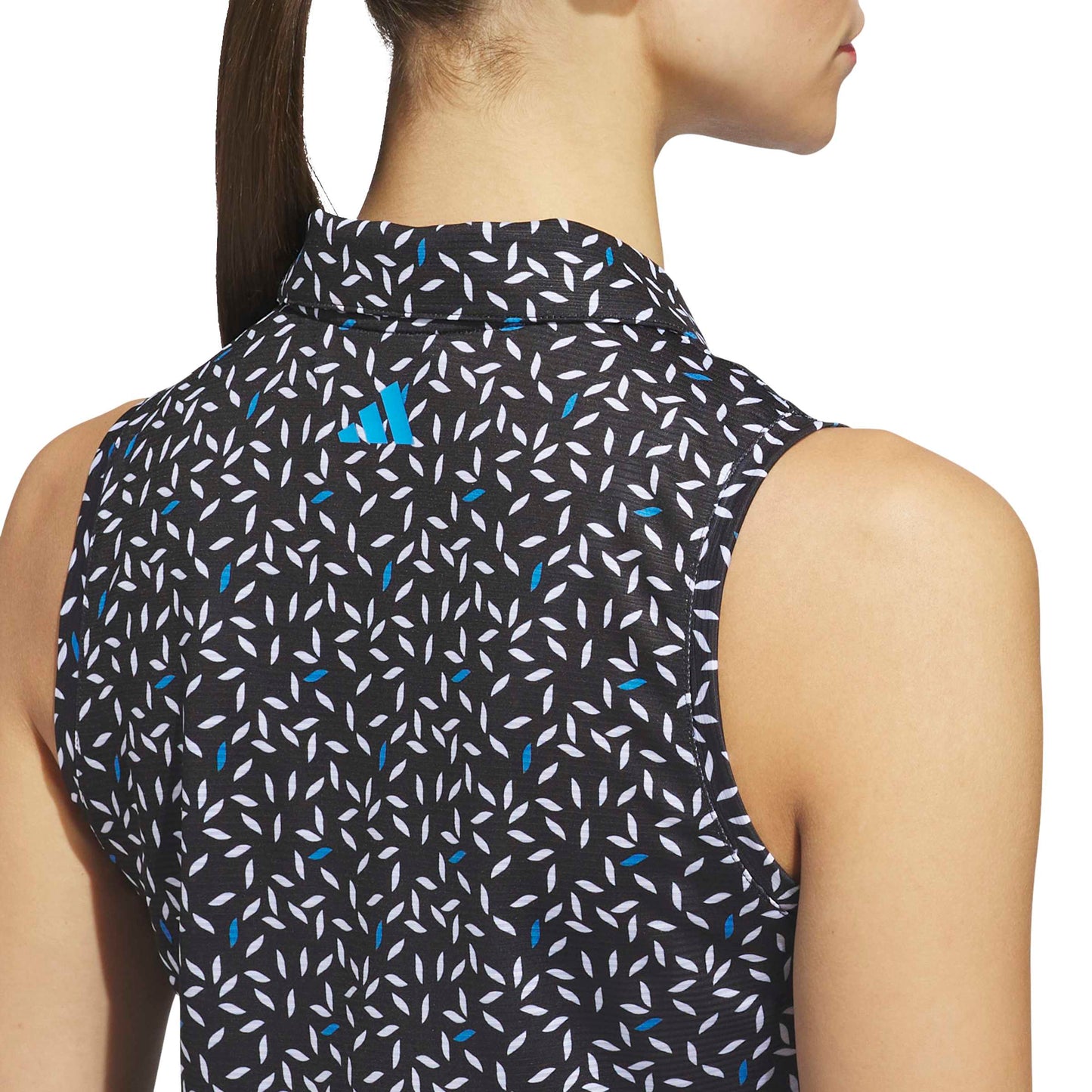 adidas Golf Ladies Sleeveless Polo with an Elegant Print and All-Day Cooling Performance
