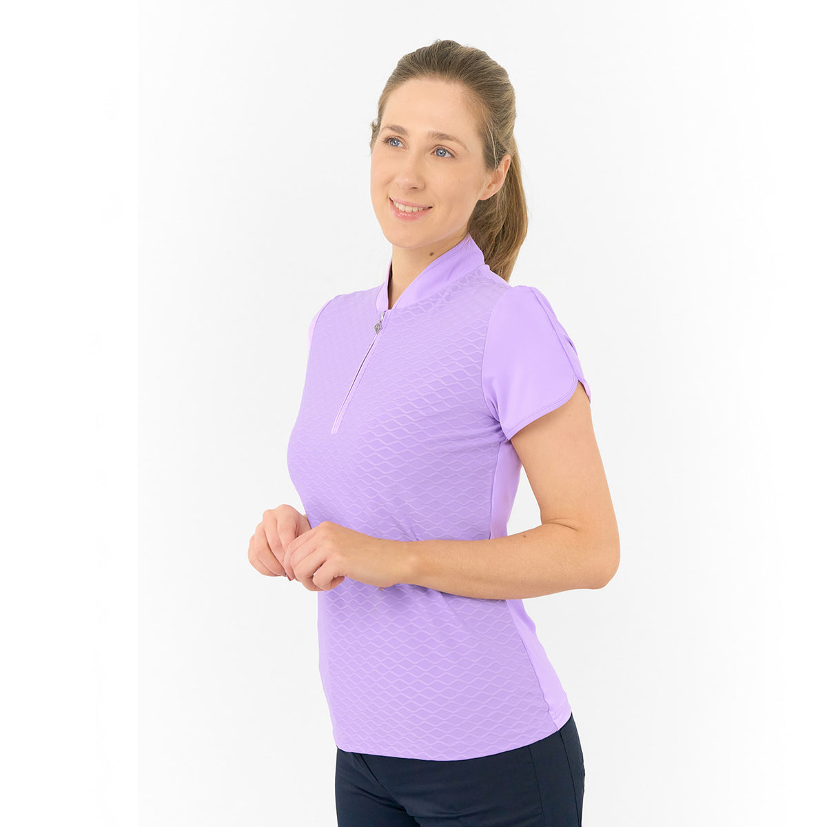 Pure Golf Ladies Cap Sleeve Polo with Wave Print