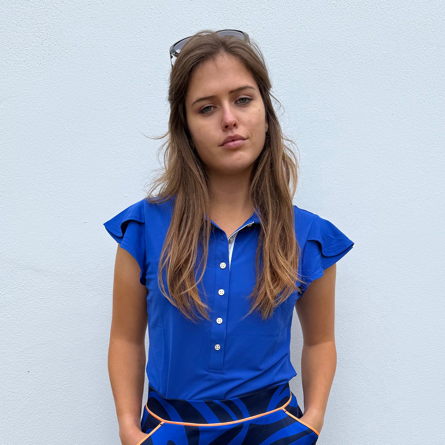 Swing Out Sister Ladies Fluted Cap Sleeve Polo