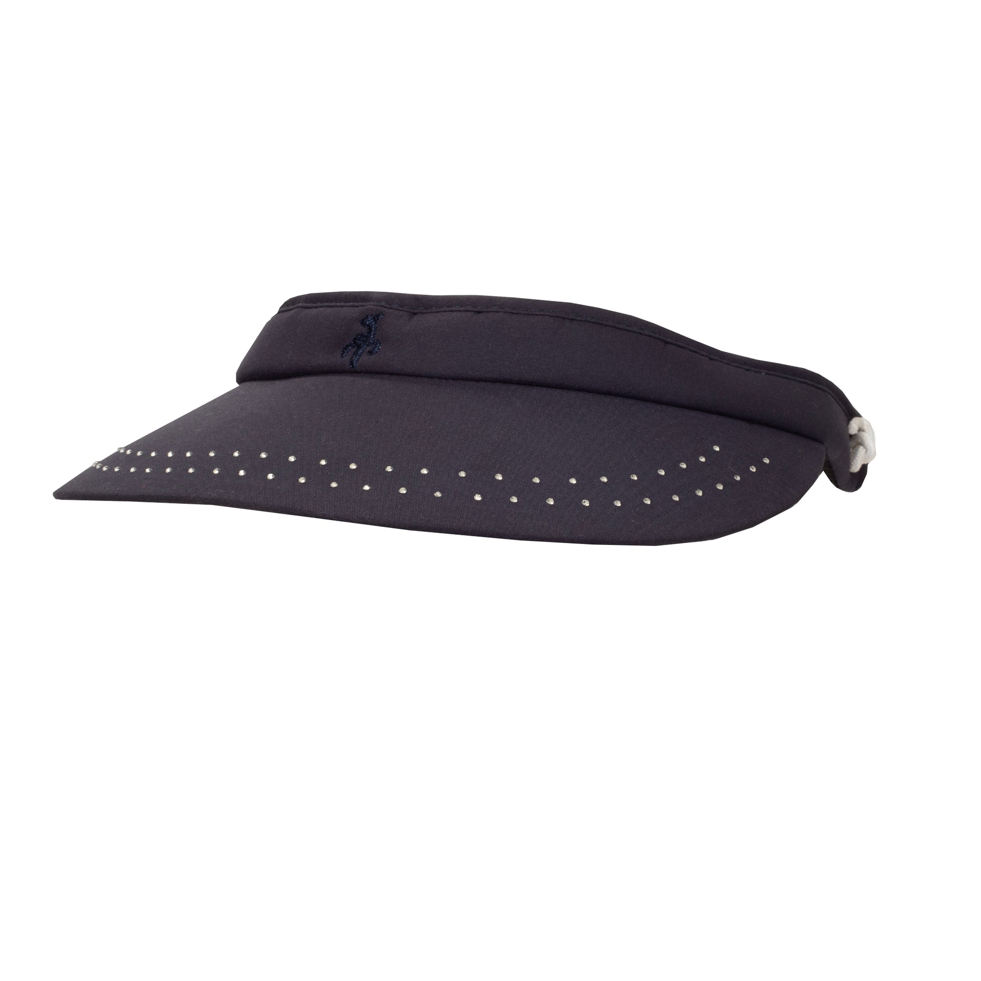 Green Lamb Ladies Diamanté Visor with Adjustable Fit in Navy