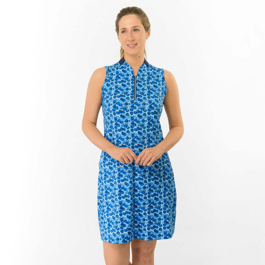 Pure Golf Sleeveless Dress in Abstract Geometric Print - Feel Fabulous, Play Fearlessly