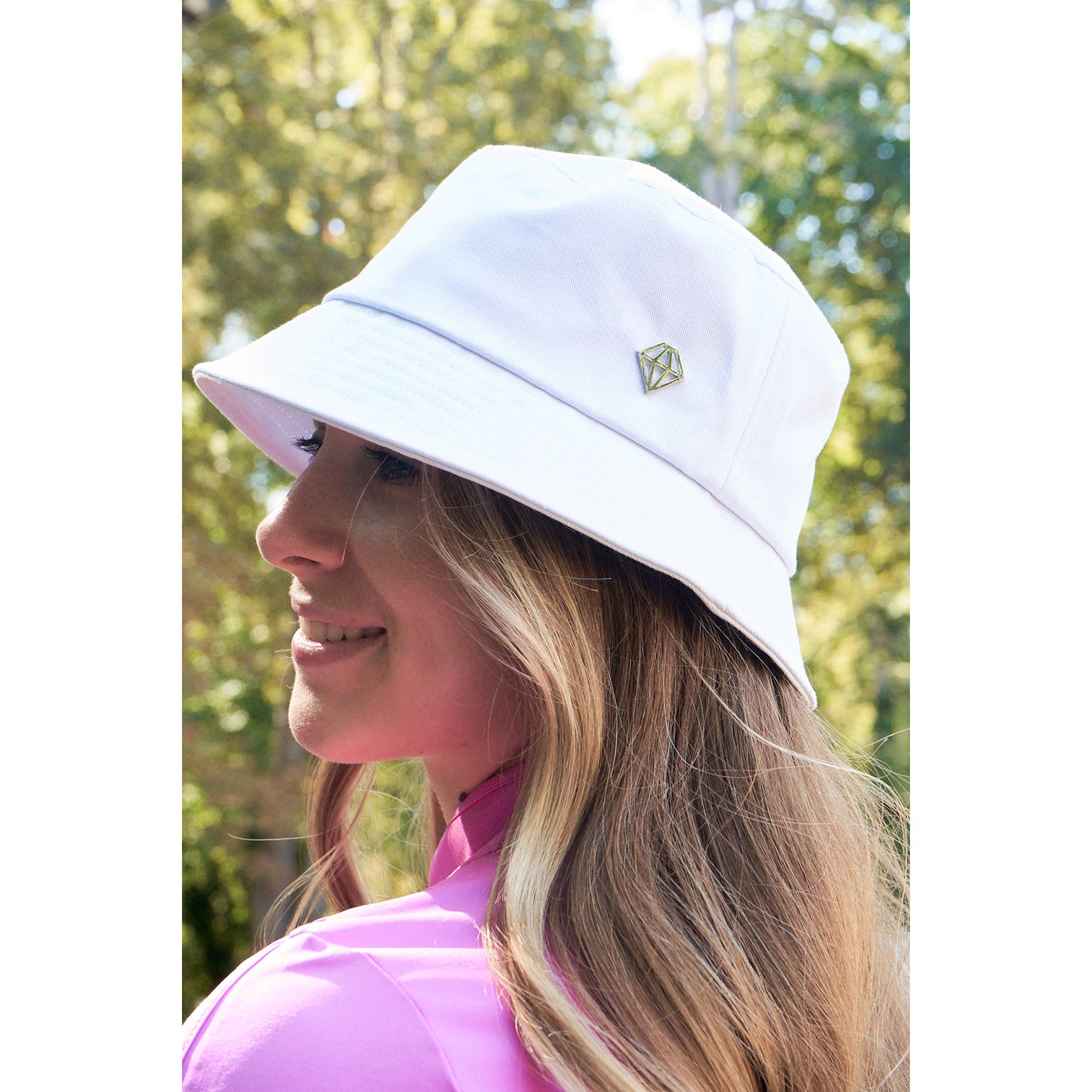 Ladies white bucket hat on sale