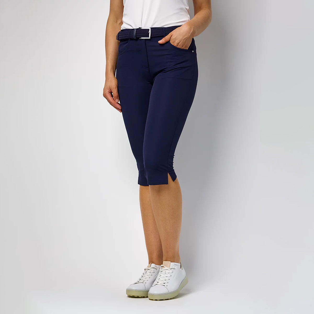 Glenmuir Ladies Navy Pedal Pushers - Tailored Stretch Fit with Diamanté Detailing