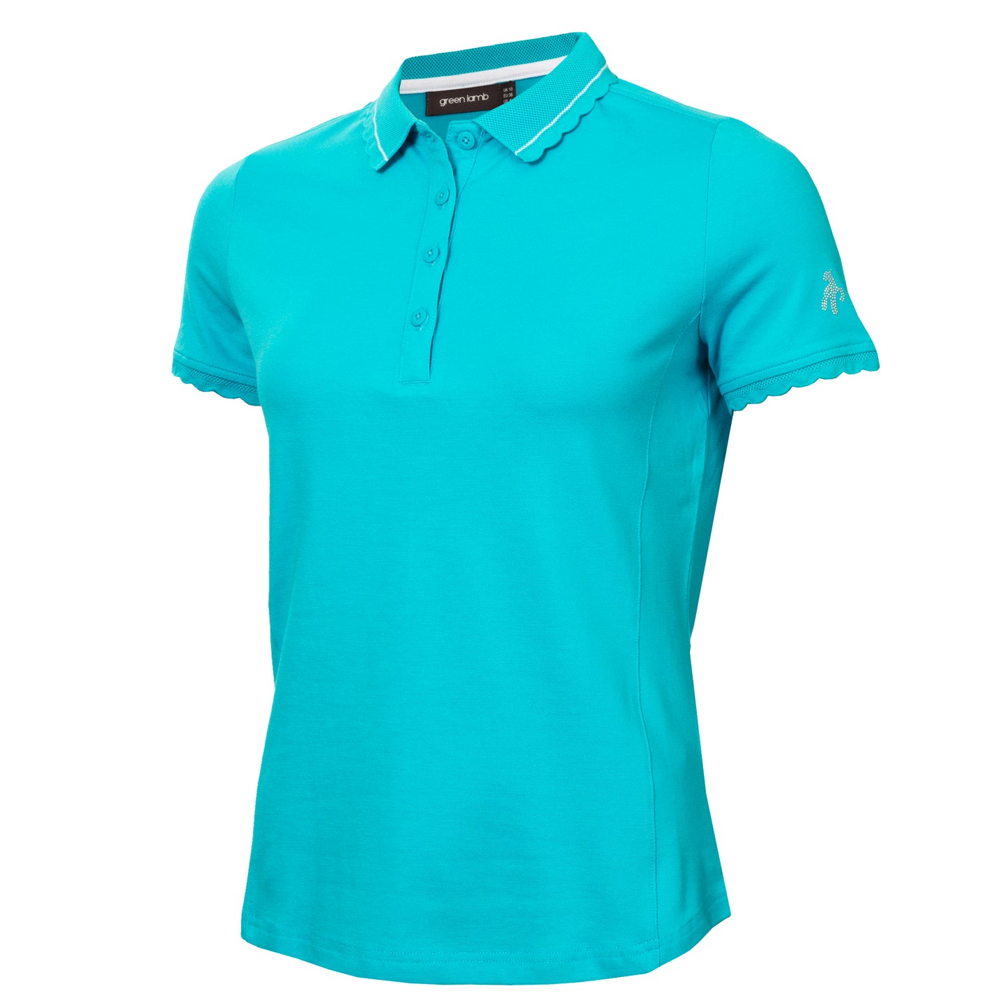 Green Lamb Ladies Short Sleeve Polo with Scalloped Trim