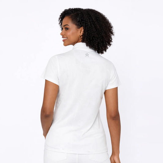 Swing Out Sister Embossed Ladies Polo with Zip Neck – A Stylish Staple for Every Season