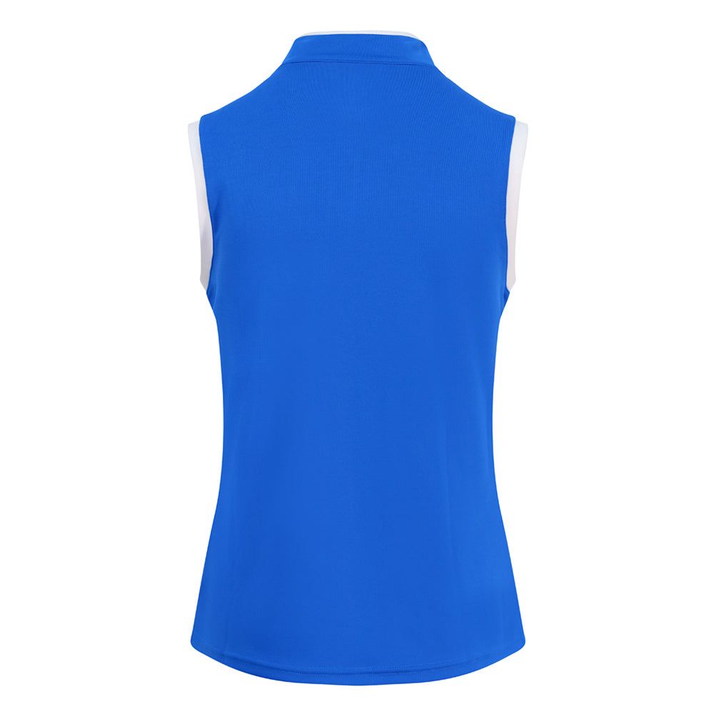 Pure Golf Ladies Bloom Sleeveless Mandarin Polo Shirt in Royal Blue
