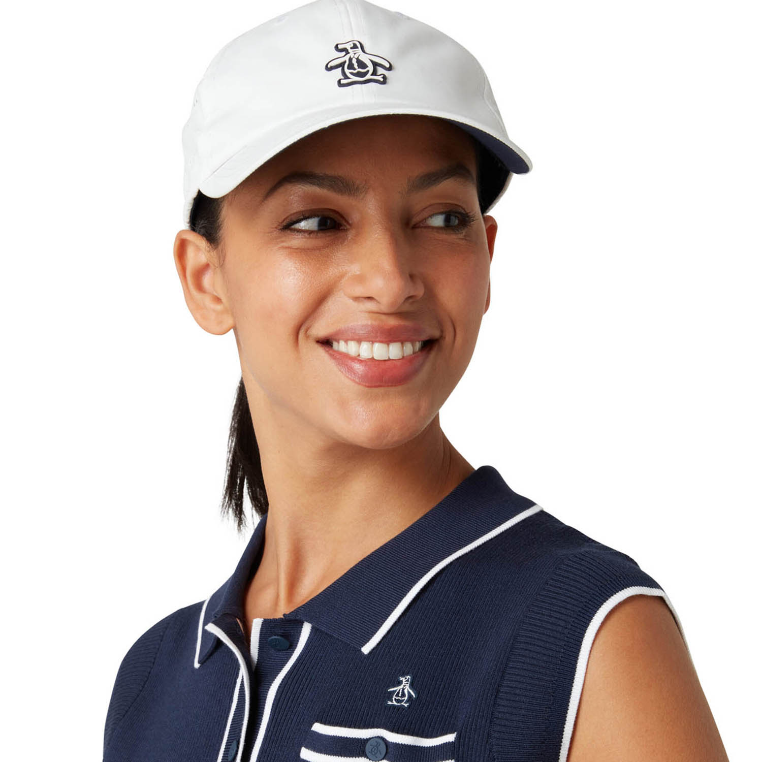 Original Penguin Ladies Lightweight Perforated Panel Cap in Bright White