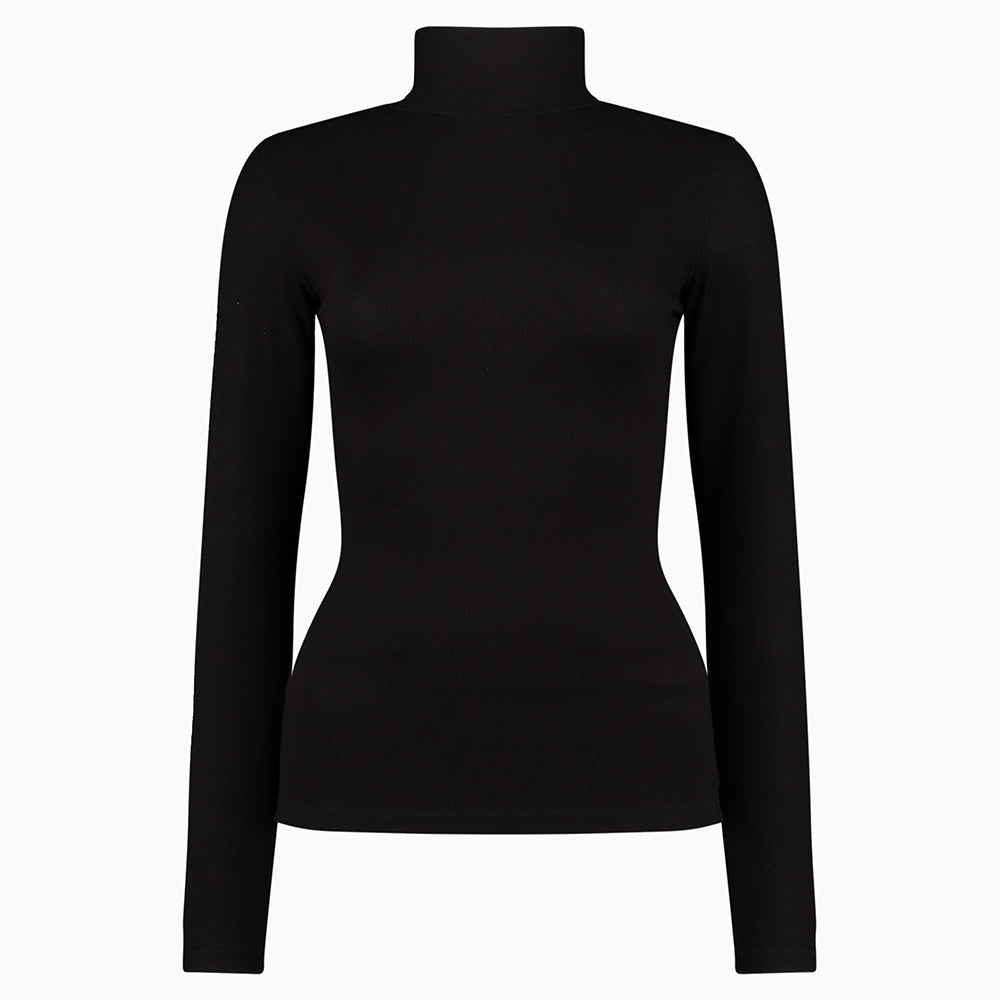 Daily Sports Ladies Soft Ribbed Long Sleeve Roll Neck In Black