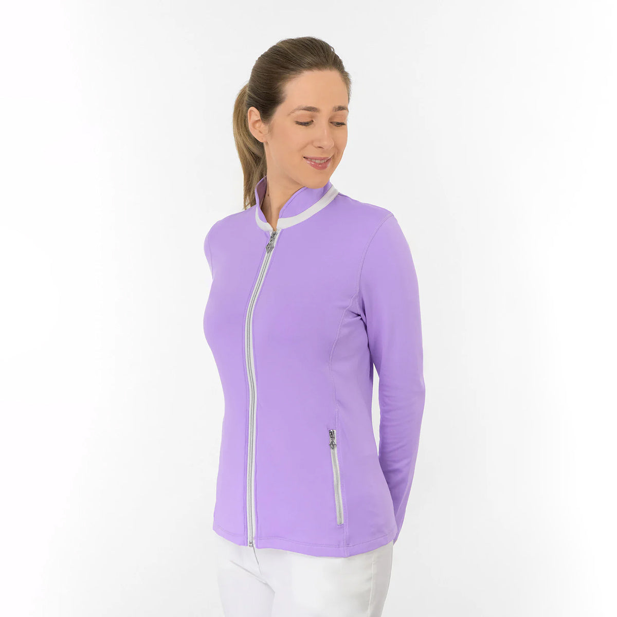 Pure Golf Ladies Full-Zip Mid-Layer Stretch Jacket in Lilac