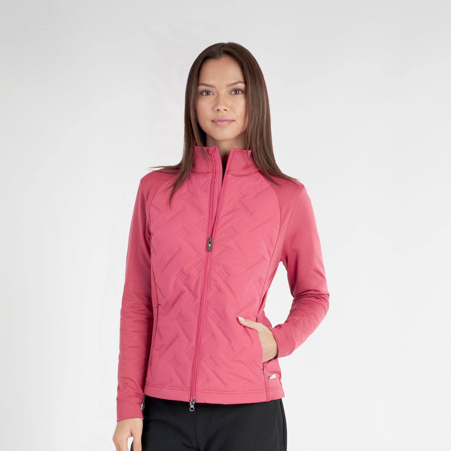 Green Lamb Womens Hybrid Jacket with Debossed Linear Pattern