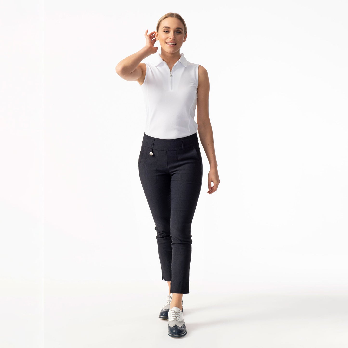 Daily Sports Ladies Pull-On 7/8 Trousers with Super-Stretch Finish in Navy Blue