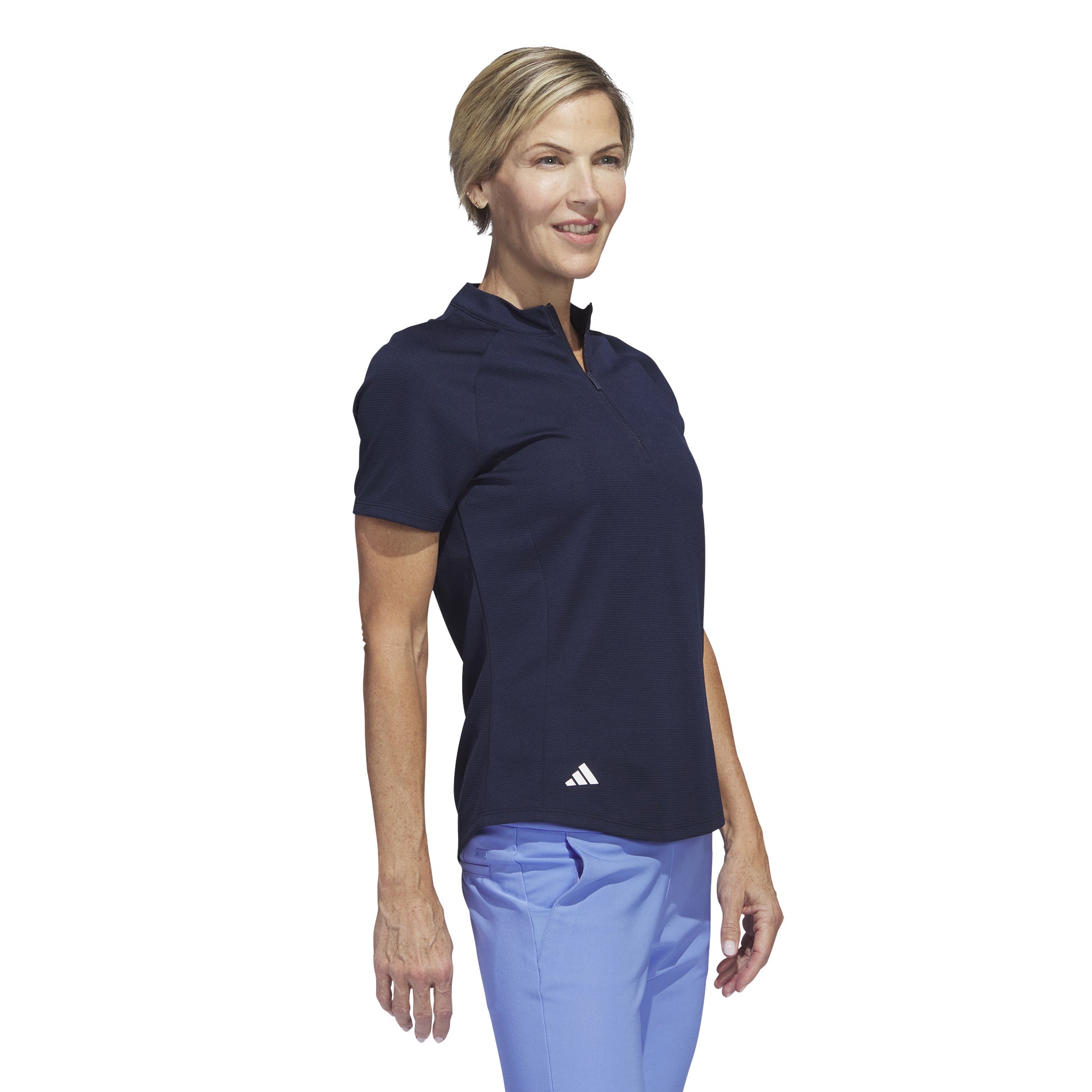 adidas Ladies Textured Short Sleeve Golf Polo in Collegiate Navy - Medium Only Left