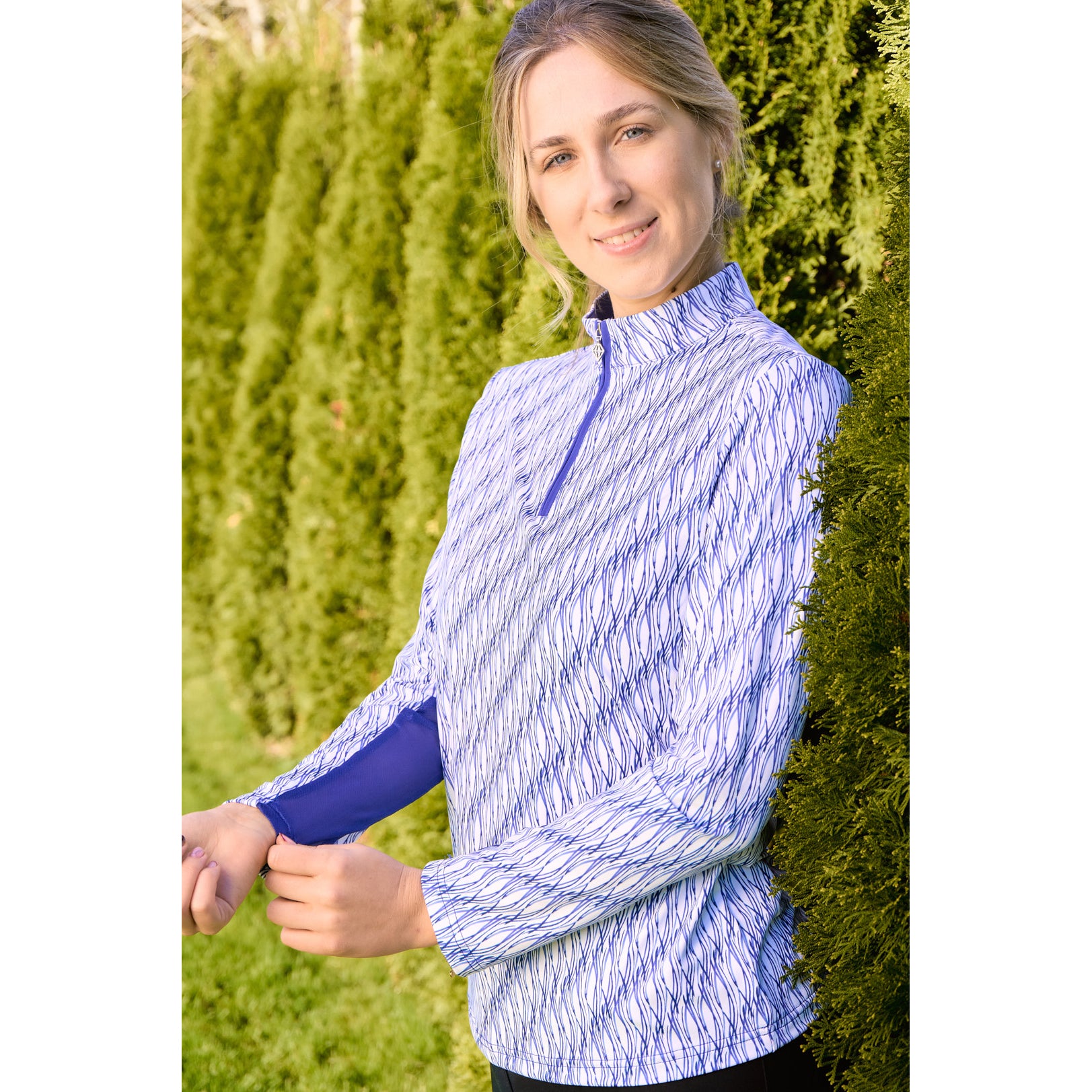Pure Ladies Long Sleeve Golf Top with Mesh Panels for Breathable Comfort & Sleek Style
